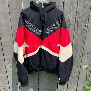 Vtg Champion Chicago Bulls Men’s Hooded Puffer Jacket Size XL Full Zip 90s